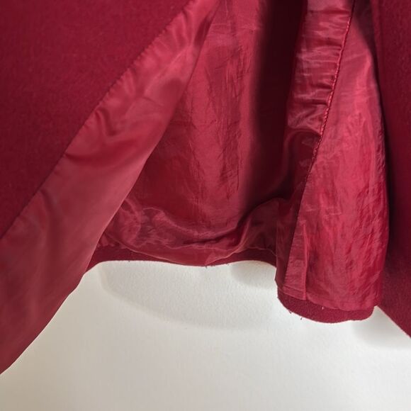 Talbots ladies maroon button up wool cashmere trench pea Coat size 8 - Picture 9 of 11